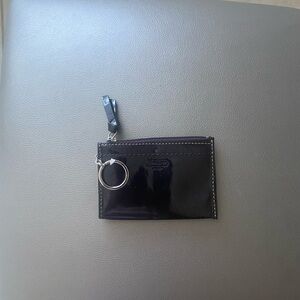 Coach Shiny Black Leather Keychain Pouch
